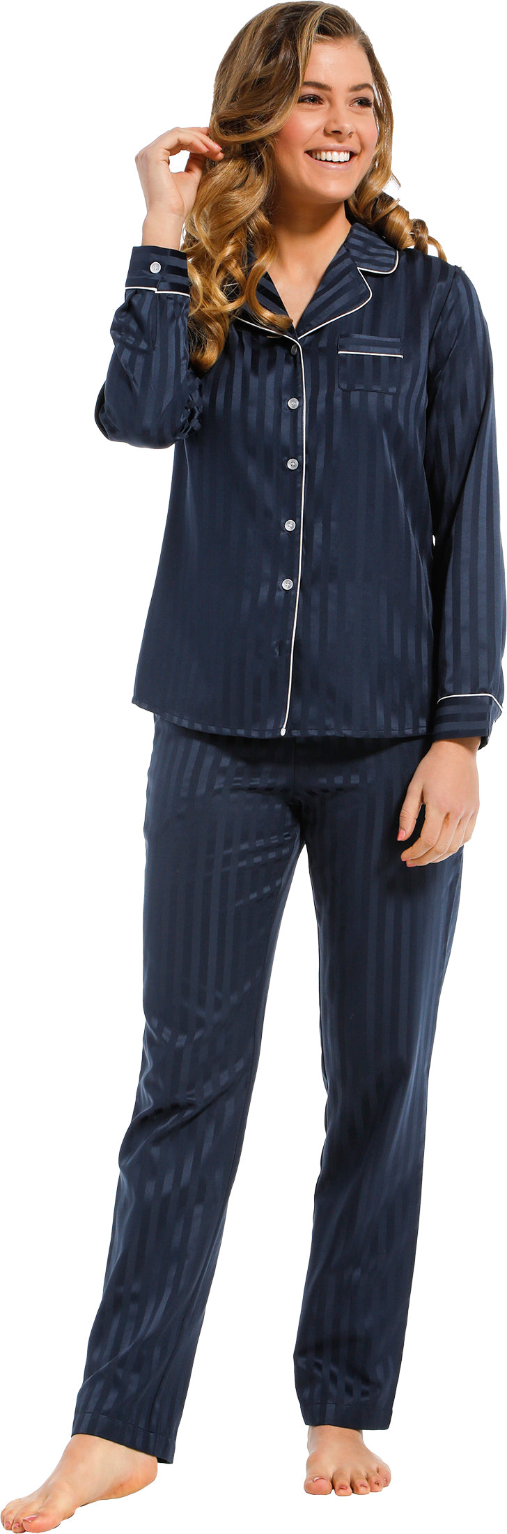 Uitschakelen Enten Schrikken Pastunette de luxe Satijnen Pyjama doorknoop - 25212-310-6 - donkerbla –  Rebelle Lingerie
