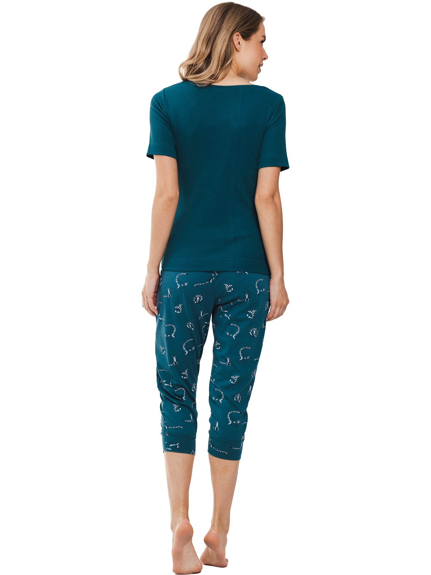 Rebelle capri pyjama ringstaart aapjes - 121251-606-1 - donker groen