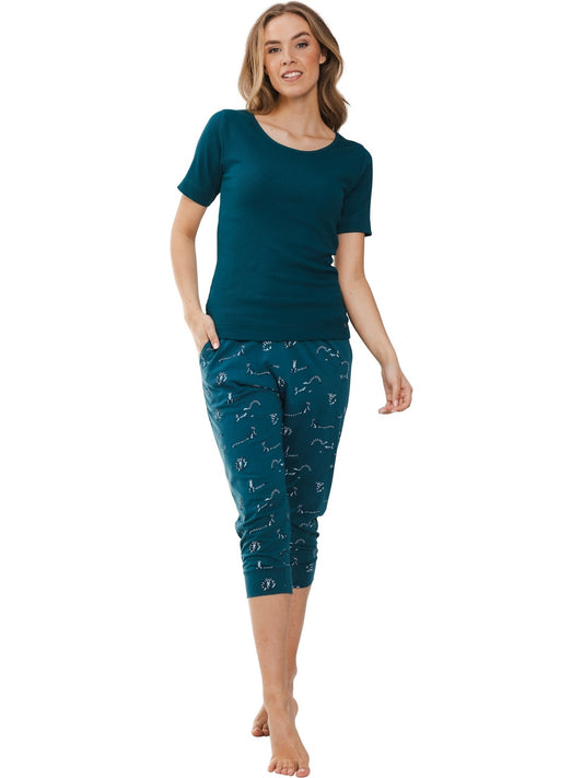 Rebelle capri pyjama ringstaart aapjes - 121251-606-1 - donker groen