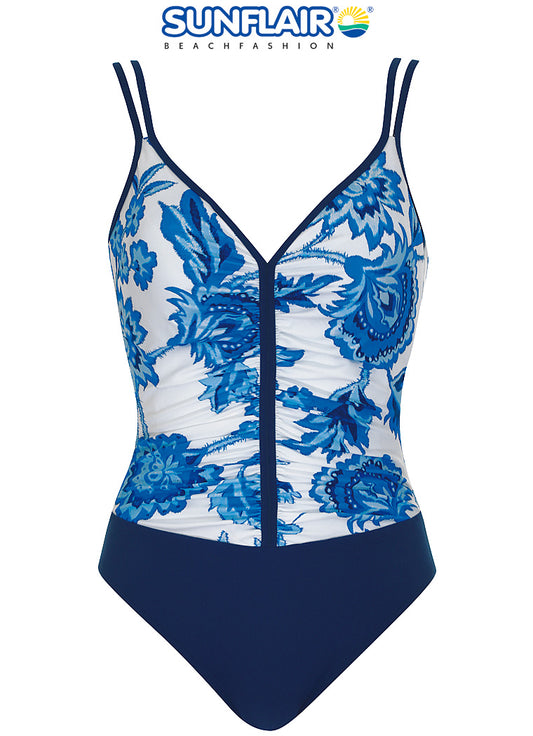 Sunflair badpak voorgevormde cups zonder beugel - 22084 - Blauw/wit