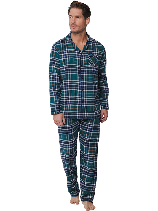 Pastunette flanellen heren pyjama geruit - 23242-608-6 - Donker groen