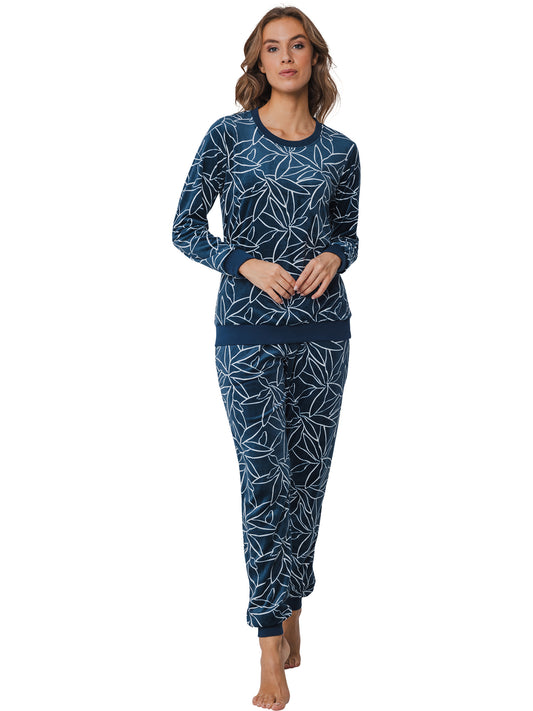 Pastunette Premium Warme pyjama met boorden - 25242-310-2 - Donker blauw