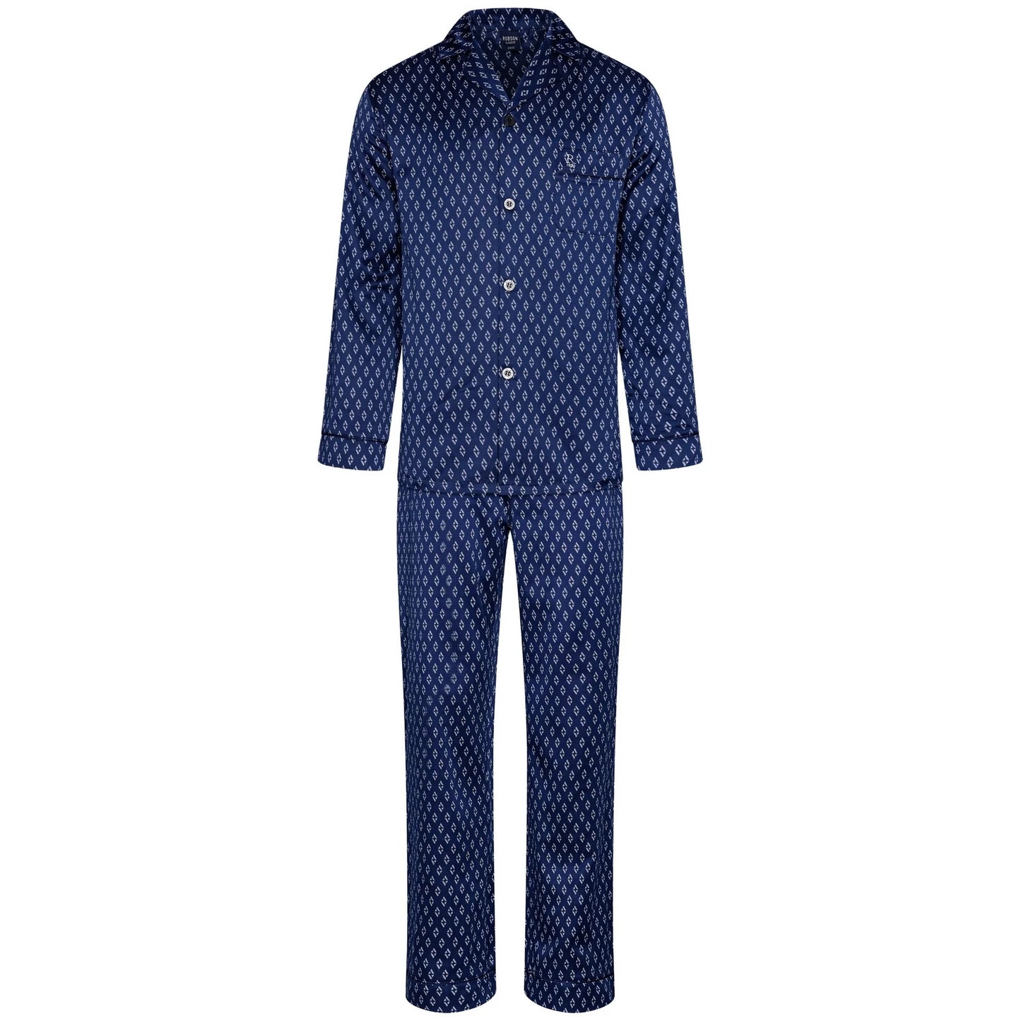 Robson heren doorknoop Pyjama - 27242-714-6 - Blauw satijn