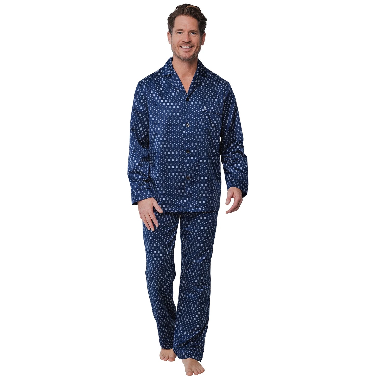 Robson heren doorknoop Pyjama - 27242-714-6 - Blauw satijn