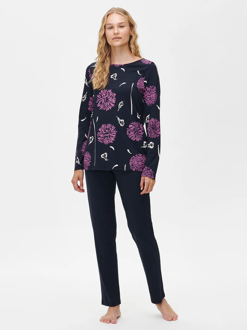 Nanso pyjama lange mouw bolchrysanten - 28537 Krysanteemi - Donker blauw