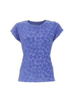 Bloomy mix and match T-shirt korte mouw badstof bloemmotief - 5251517 - Blauw