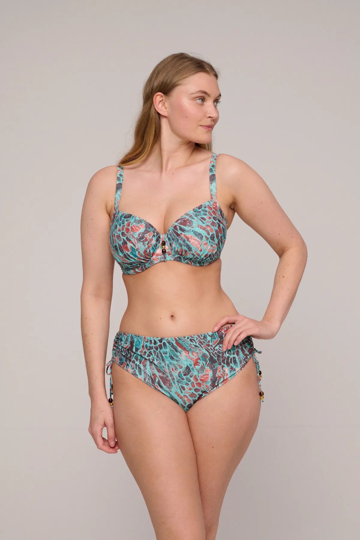 Prima Donna SWIM Voorgevormde Balconette bikini met tailleslip - Riyad 4012816/4012852 - Turquoise Seas