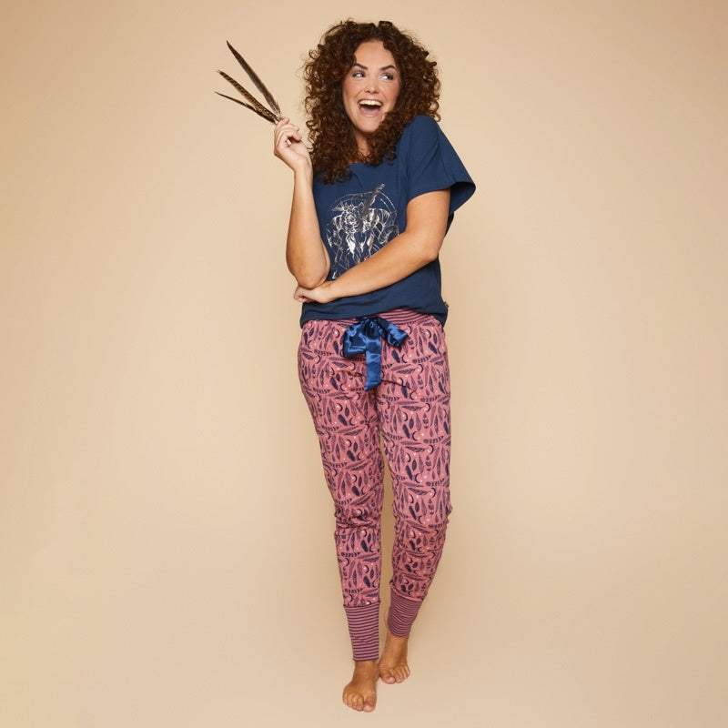 Charlie Choe Dames Pyjama broek - T47140-38 - Donkerroze Veren