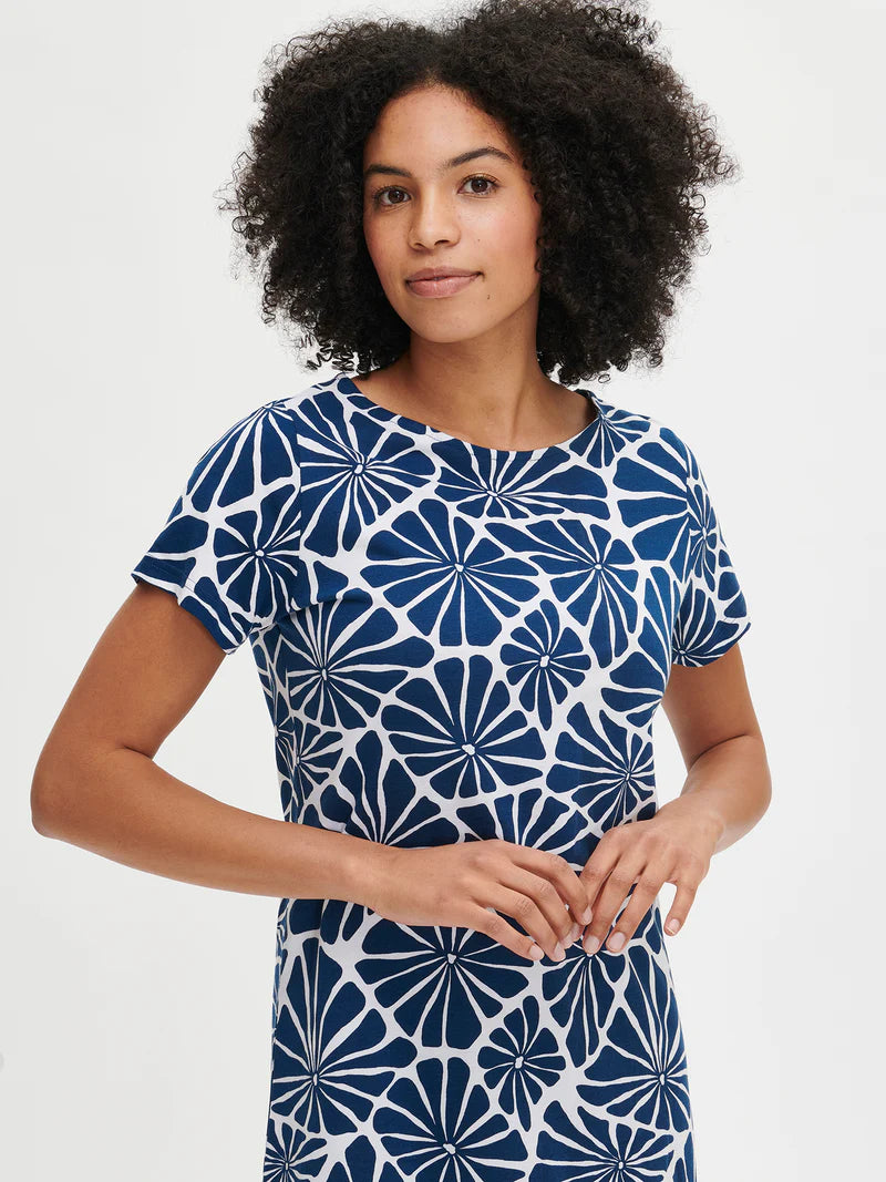 Nanso big shirt korte mouw citrus print - ARALIA 28790 - Blauw