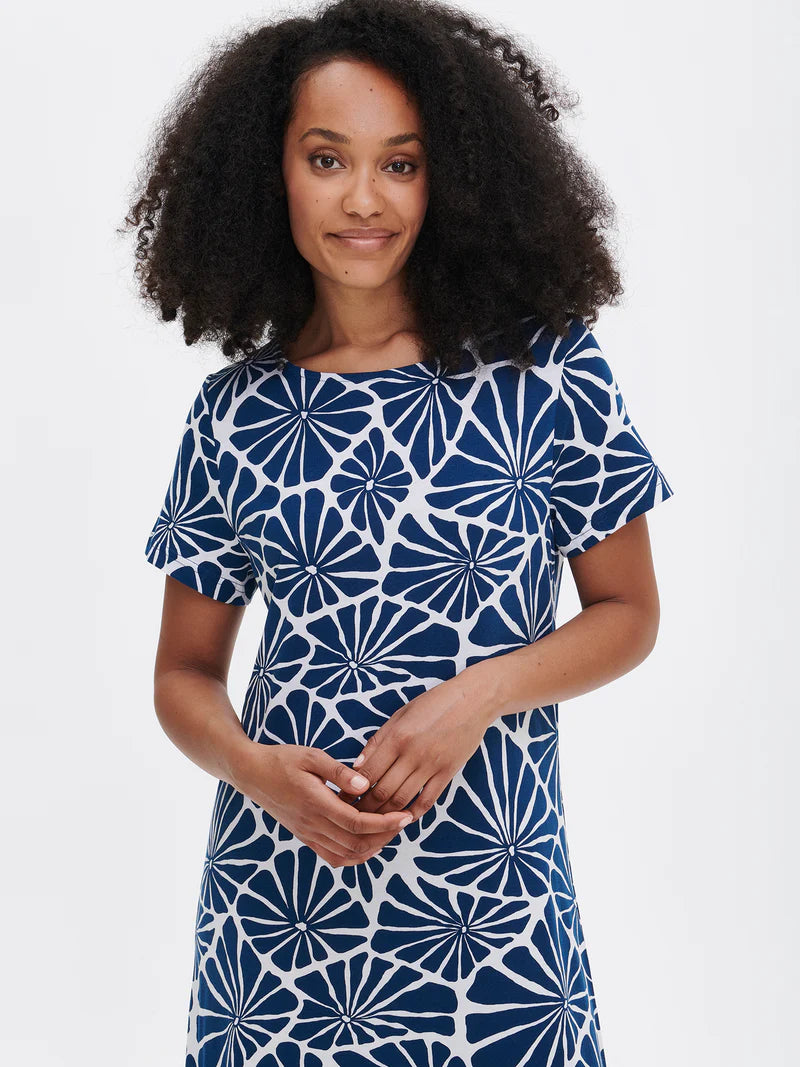 Nanso lang nachthemd korte mouw citrus print - ARALIA 28791 - Blauw