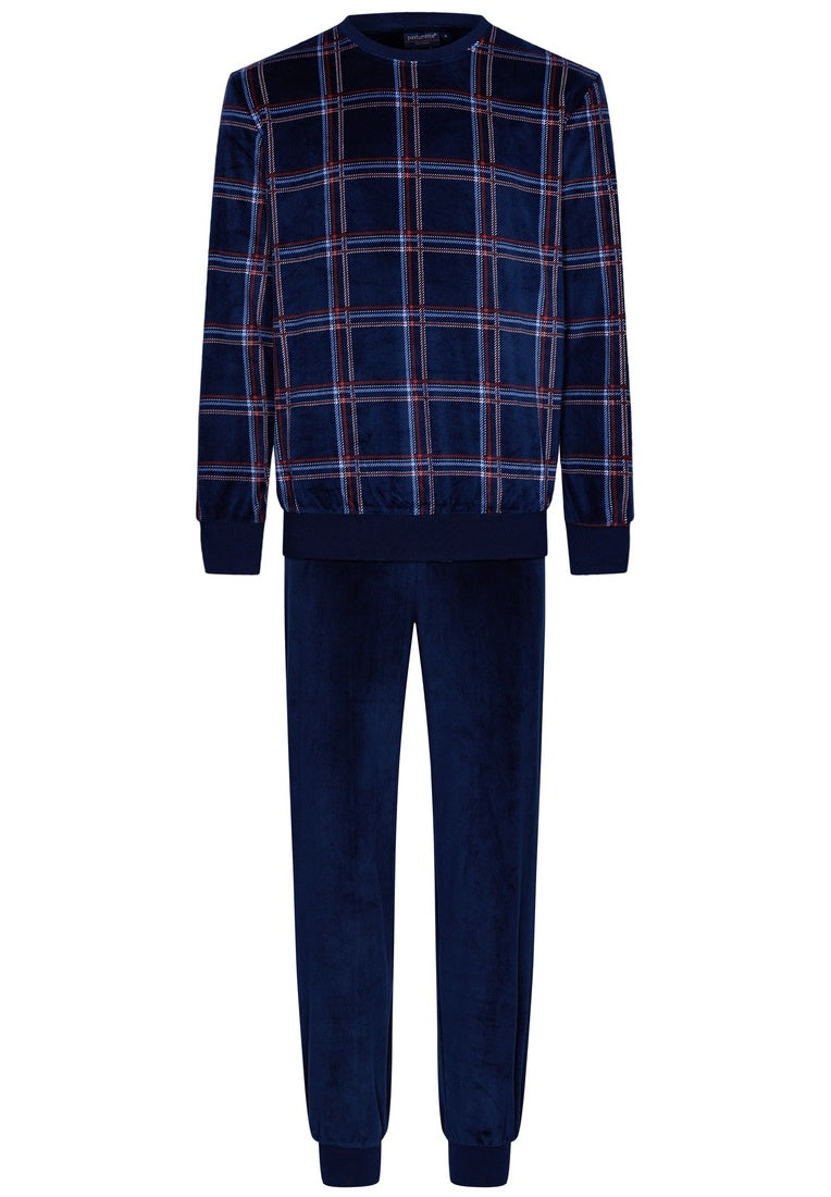 Pastunette for Men Warme pyjama met boorden - 23242-616-3 - Donker blauw