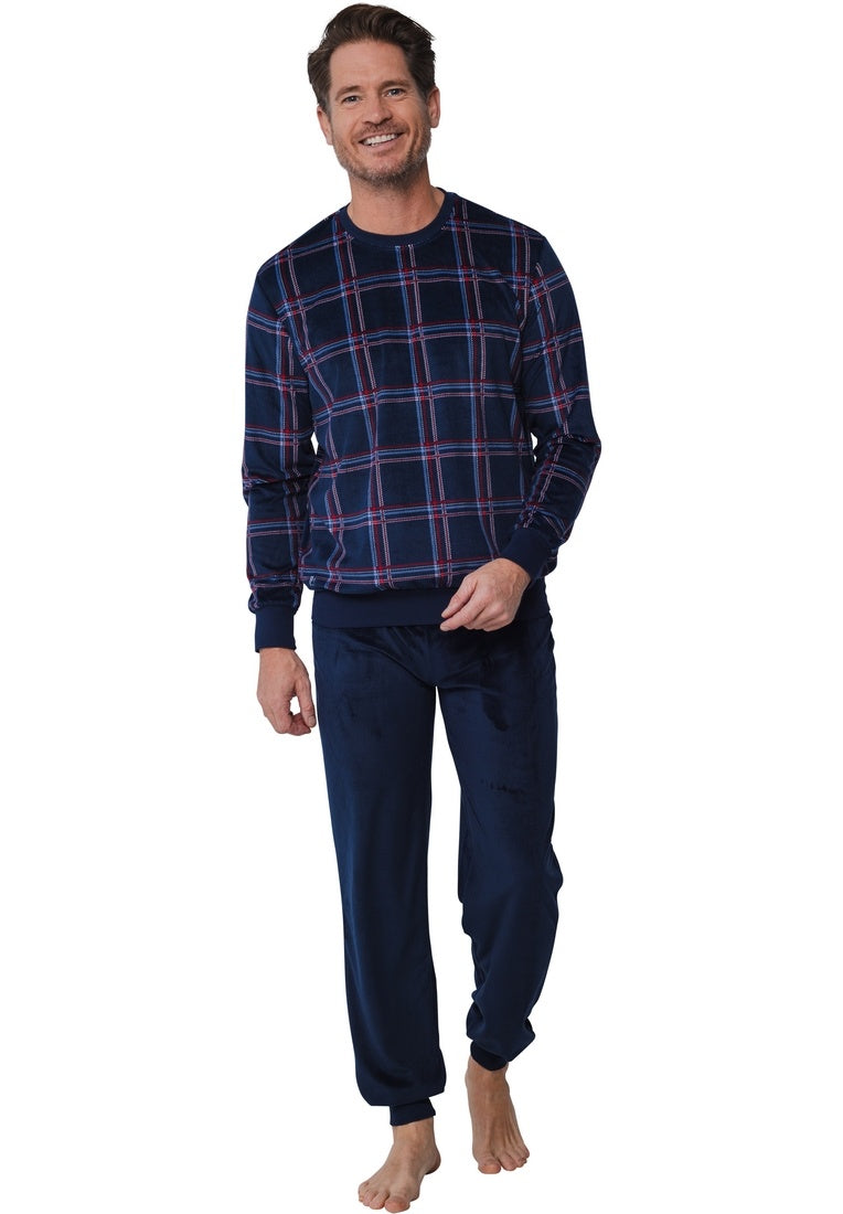 Pastunette for Men Warme pyjama met boorden - 23242-616-3 - Donker blauw