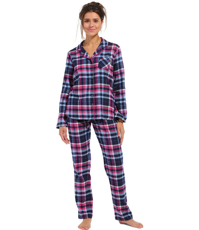 Rebelle pyjama flannel geruit - 21232-444-6 - dark pink