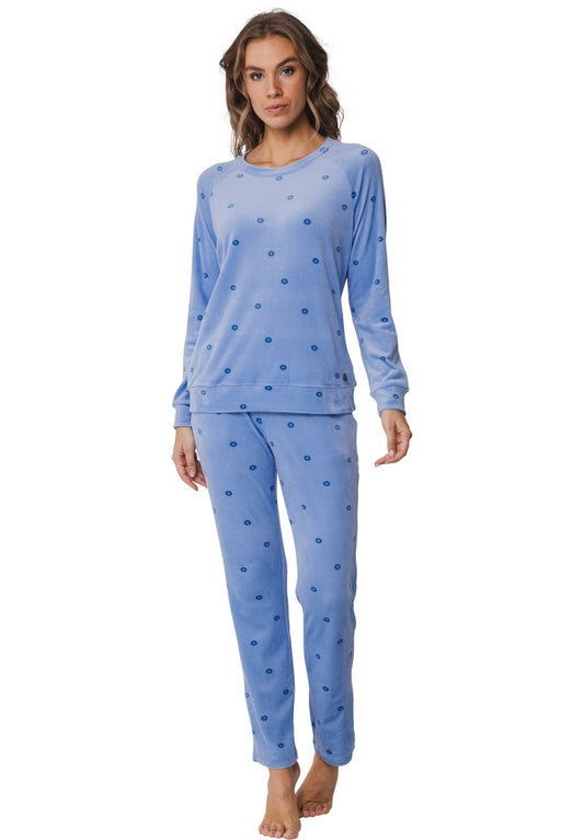 Rebelle Warme Pyjama / Huispak velours ronde hals - 81242-436-2 - Licht blauw