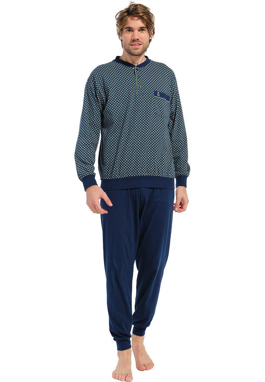 Robson heren pyjama met boorden - 27232-718-4 - blauw / groen