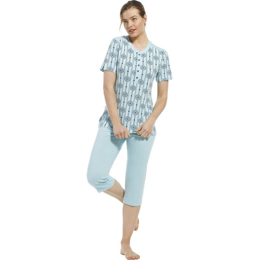 Pastunette de luxe pyjama met capri broek - 25221-338-4 - Turquoise