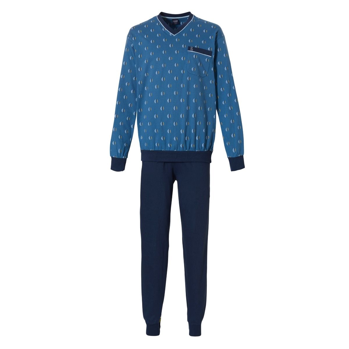 Robson heren Pyjama met boorden - 27222-700-2 - donker blauw